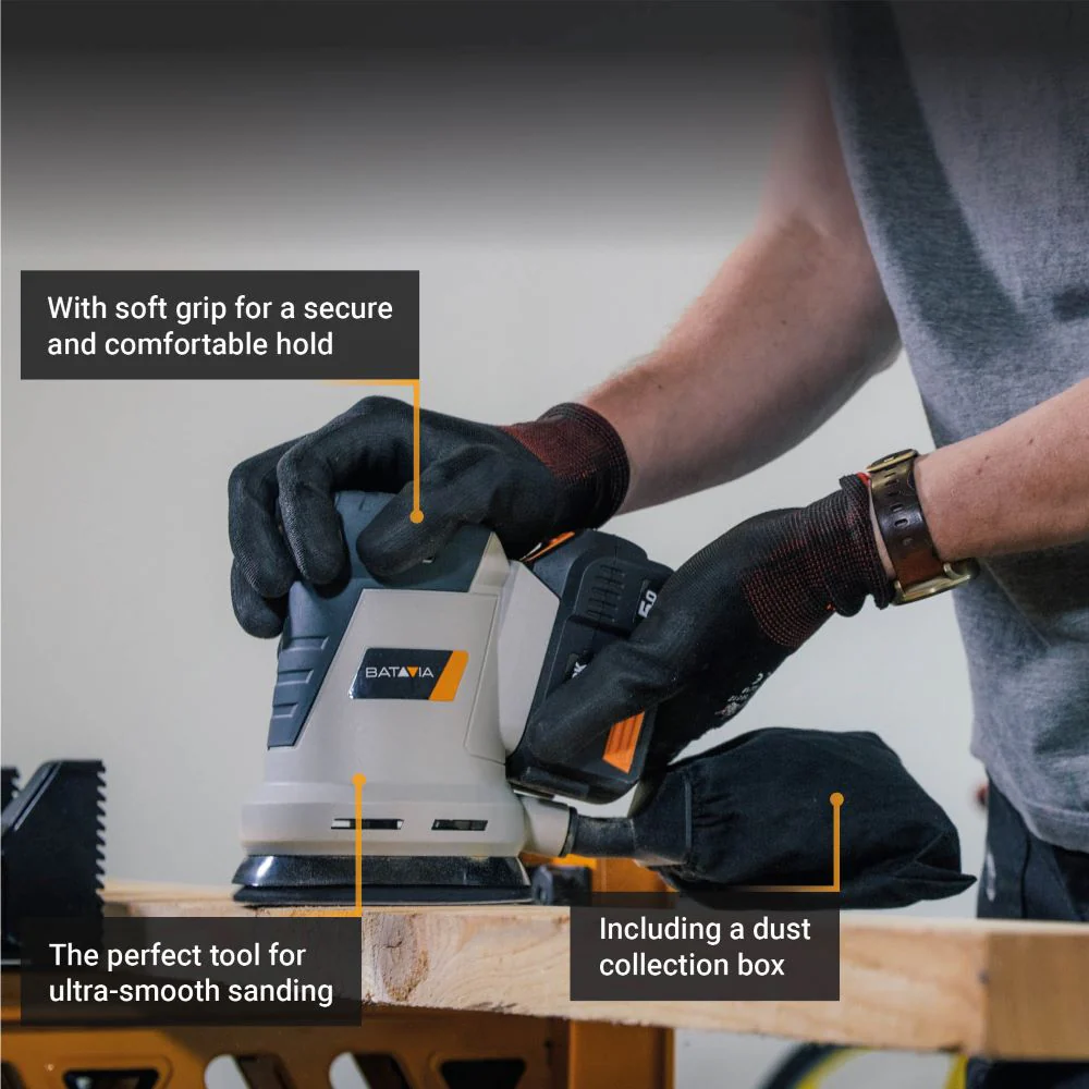 Batavia B.V. 18V Cordless Orbital Sander 125mm; Compact and balanced design for precise sanding - Image 7