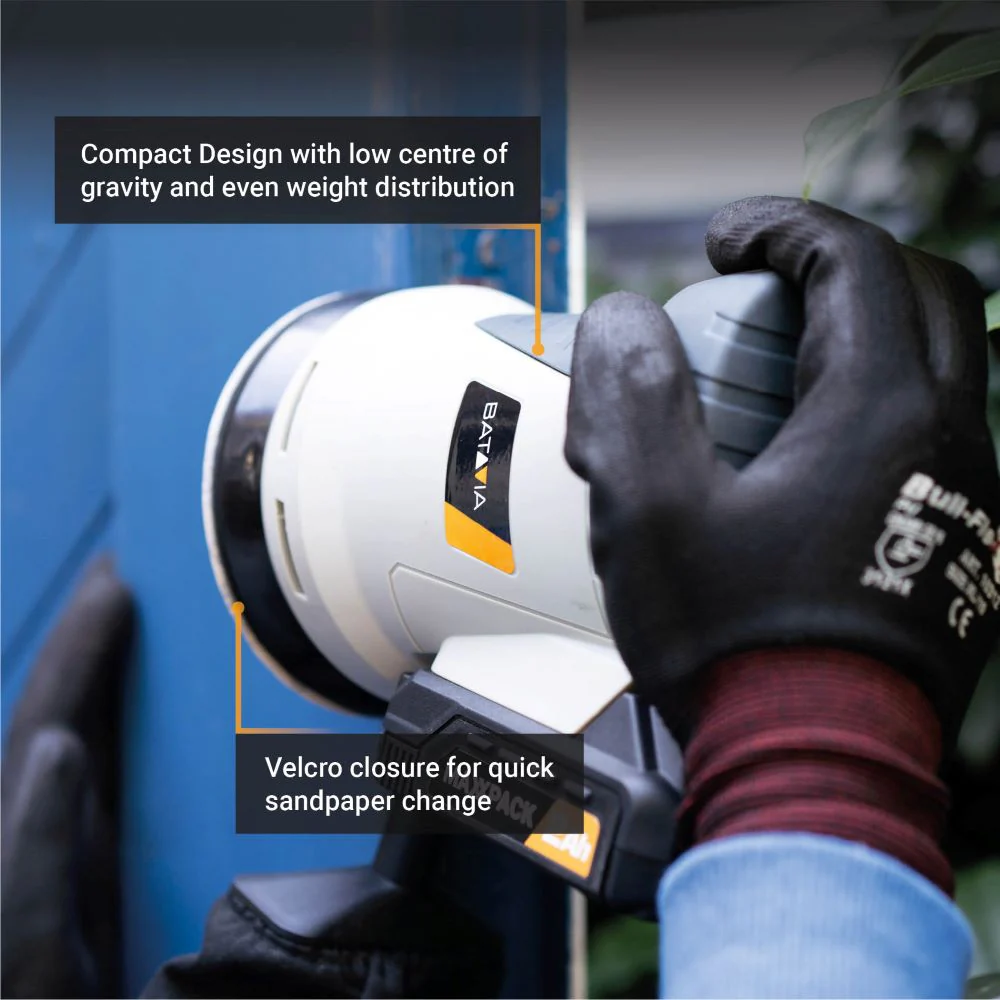 Batavia B.V. 18V Cordless Orbital Sander 125mm; Compact and balanced design for precise sanding - Image 8