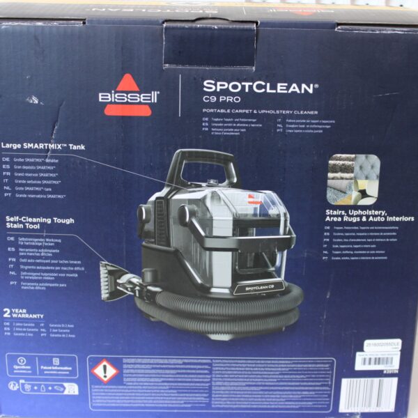 SALE OUT. Bissell SpotClean C9 Pro Portable Carpet & Upholstery Cleaner | Bissell | Portable Carpet and Upholstery Cleaner | SpotClean C9 Pro | Corded operating | Washing function | 400 W | 24 month(s) | ITEM USED AND DIRTY. MISSING: LIQUID, WHEELS