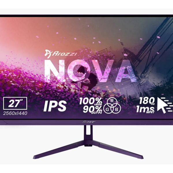 Arozzi | Nova | 27 " | IPS | QHD | 16:9 | 180 Hz | 1 ms | 2560 x 1440 pixels | 350 cd/m² | HDMI ports quantity 2 | Purple