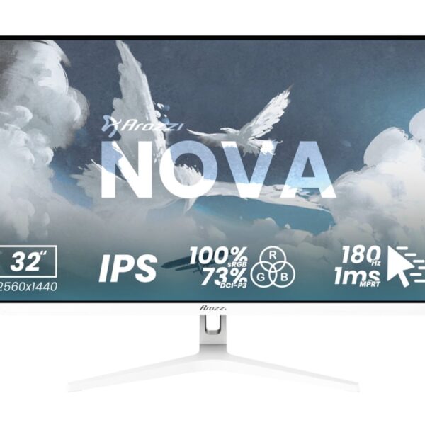Arozzi | Nova | 32 " | IPS | QHD | 16:9 | 180 Hz | 1 ms | 2560 x 1440 pixels | 300 cd/m² | HDMI ports quantity 2 | White