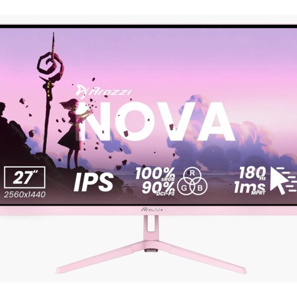 Arozzi | Nova | 27 " | IPS | QHD | 16:9 | 180 Hz | 1 ms | 2560 x 1440 pixels | 350 cd/m² | HDMI ports quantity 2 | Pink