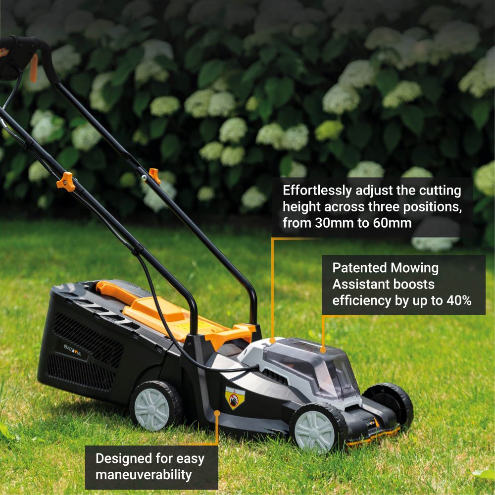 Batavia B.V. 18V Cordless Lawn Mower, 32 cm, Without battery and charger | Mowing Area 200 m² - Image 4