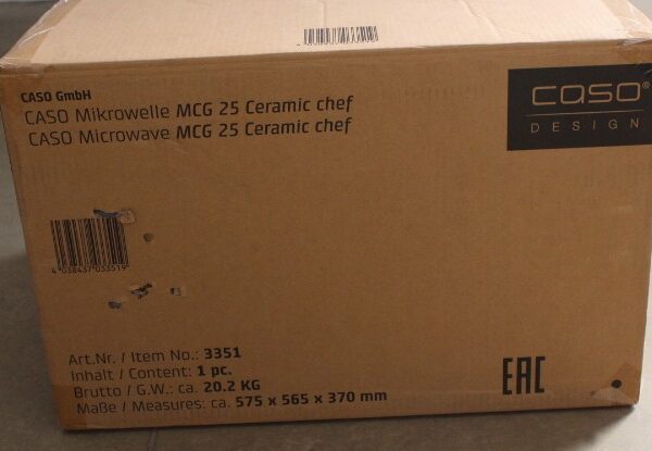 SALE OUT. Caso | Microwave oven | MCG 25 | Free standing | 25 L | 900 W | Convection | Grill | Black, Stainless steel | DAMAGED PACKAGING, SCRATCHED ON FRONT