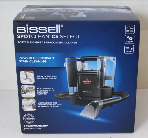 SALE OUT. Bissell | SpotClean C5 Select Portable Carpet and Upholstery Cleaner | 3928N | Corded operating | Handheld | Washing function | 400 W | Black/Blue | Warranty 24 month(s) | Battery warranty 24 month(s) | DAMAGED PACKAGING, SMALL SCRATCHED ON TOP