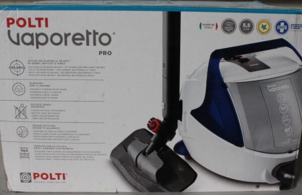 SALE OUT. | Polti | Steam cleaner | PTEU0313 Vaporetto Pro 100 Eco Power | Power 1900 W | Steam pressure 5.5 bar | Water tank capacity 2 L | White/Blue | DAMAGED PACKAGING. ITEM SCRATCHED AND DIRTY. MISSING: BRUSH, CONCENTRATOR