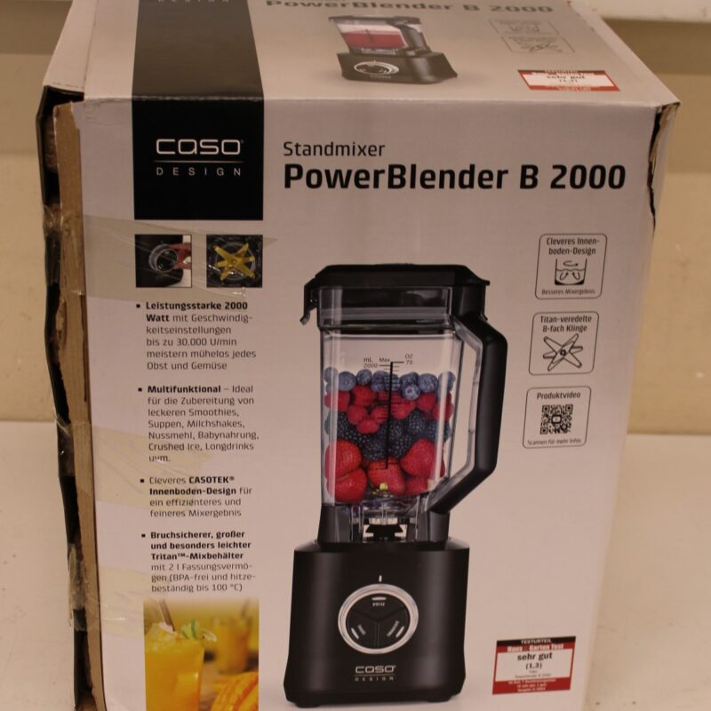 SALE OUT. Caso Power Blender | B 2000 | Tabletop | 2000 W | Jar material Tritan | Jar capacity 2 L | Ice crushing | Black | UNPACKED, SCRATCHED SIDE OF THE GLASS CONTAINER, MISSING INNER PACKAGING - Image 4