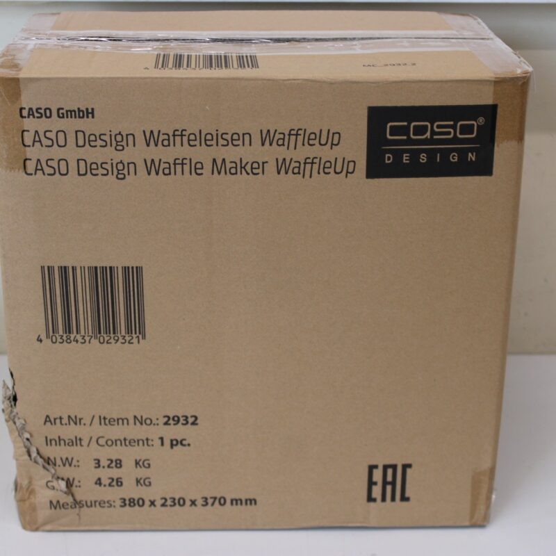 SALE OUT. Caso WaffleUp | Waffle Maker | 800 W | Number of pastry 1 | Waffle | Silver | UNPACKED, DAMAGED PACKAGING, MISSING INNER PACKAGING