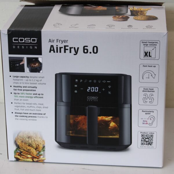 SALE OUT. Caso Designer Air Fryer | AirFry 6.0 | Power 1700 W | Capacity 6 L | Black | UNPACKED, SCRATHED ON FRONT | 24 month(s)