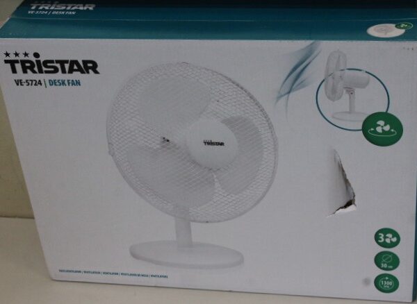 SALE OUT. | SALE OUT. Tristar Desk fan | VE-5724 | Desk fan | 40 W | Diameter 30 cm | Number of speeds 3 | Oscillation | White | DAMAGED PACKAGING