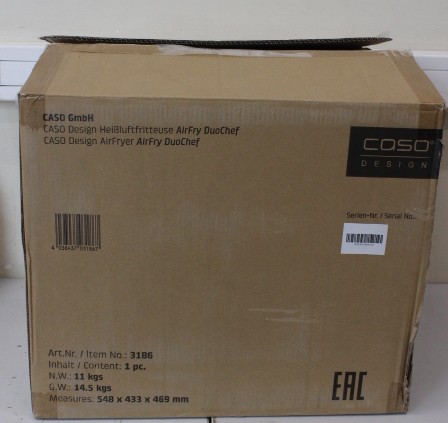 SALE OUT. Caso 03186 Air Fryer Duo Chef, Total capacity 14L, 2200W, Black | Caso Air Fryer | DuoChef | Power 2200 W | Capacity 14 L | Black | UNPACKED, DAMAGED PACKAGING, SCRATCHED ON CORPUS, DENT ON FRONT | 24 month(s)