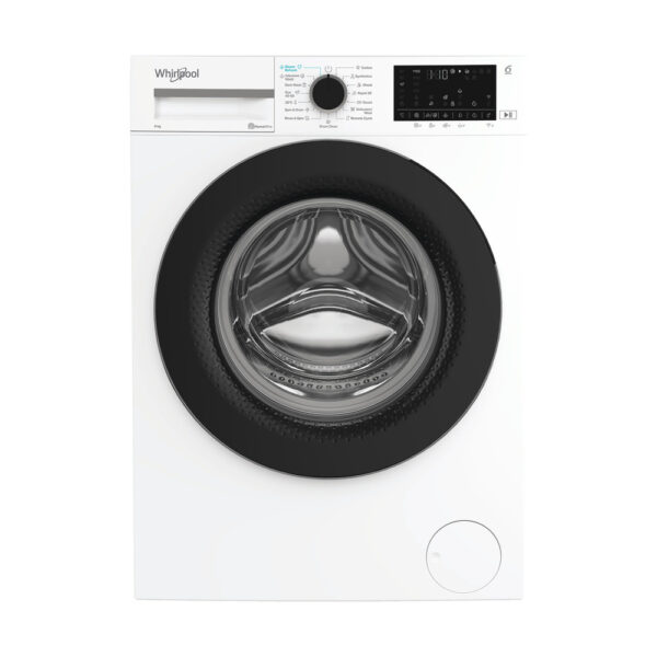Washing machine | WAM 97WB EE | Whirlpool Energy efficiency class A | Front loading | Washing capacity 9 kg | 1400 RPM | Depth 58 cm | Width 60 cm | Display | Digital | Steam function | White