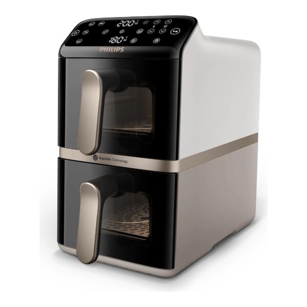 Philips Airfryer, Dual Basket | NA462/80 4000 Series | Capacity 10 L | Power 2750 W | RapidAir | Silk White/Beige