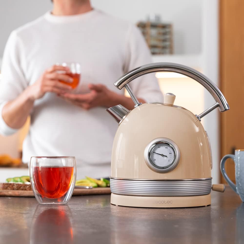Cecotec Kettle | ThermoSense 420 Vintage | 2200 W | Electric | 1.8 L | Stainless steel | 360° rotational base | Light Beige - Image 3