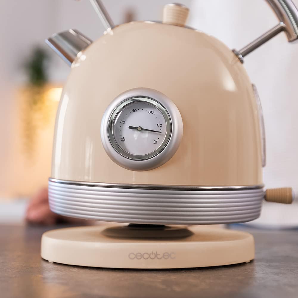 Cecotec Kettle | ThermoSense 420 Vintage | 2200 W | Electric | 1.8 L | Stainless steel | 360° rotational base | Light Beige - Image 4
