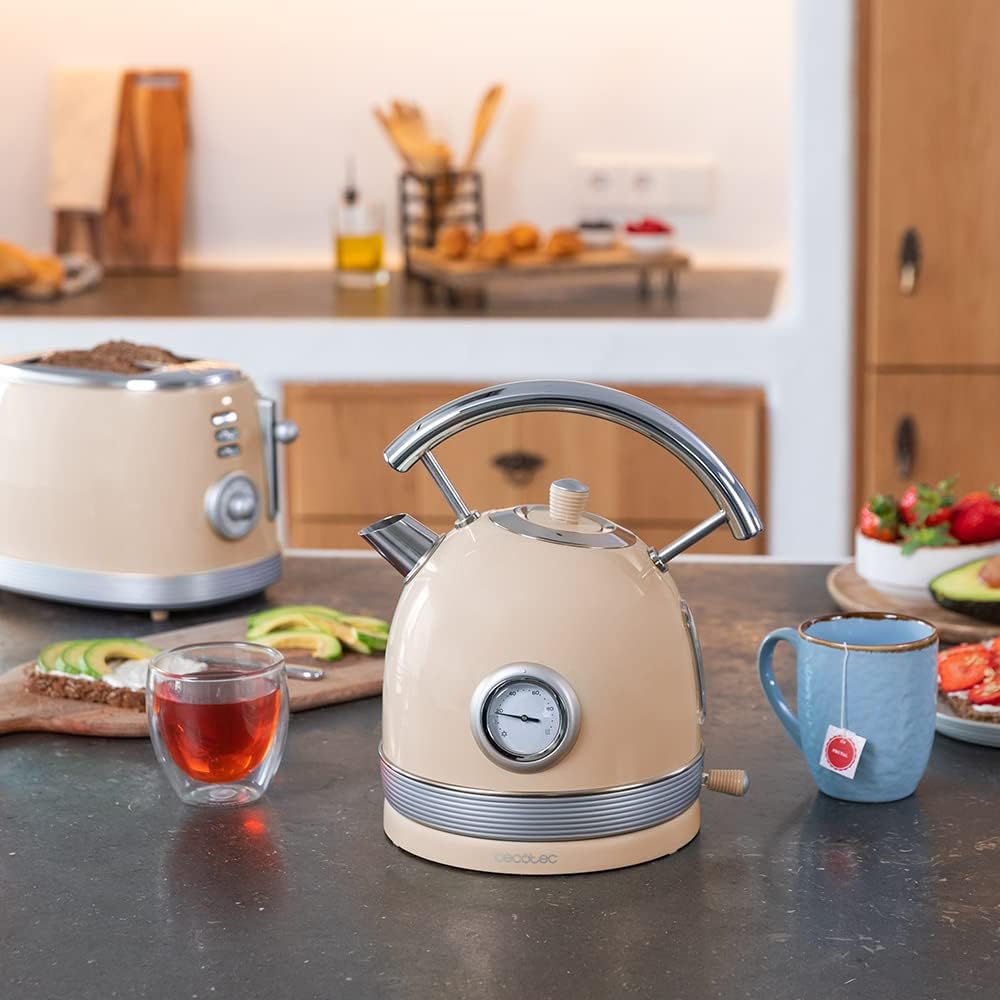 Cecotec Kettle | ThermoSense 420 Vintage | 2200 W | Electric | 1.8 L | Stainless steel | 360° rotational base | Light Beige - Image 5