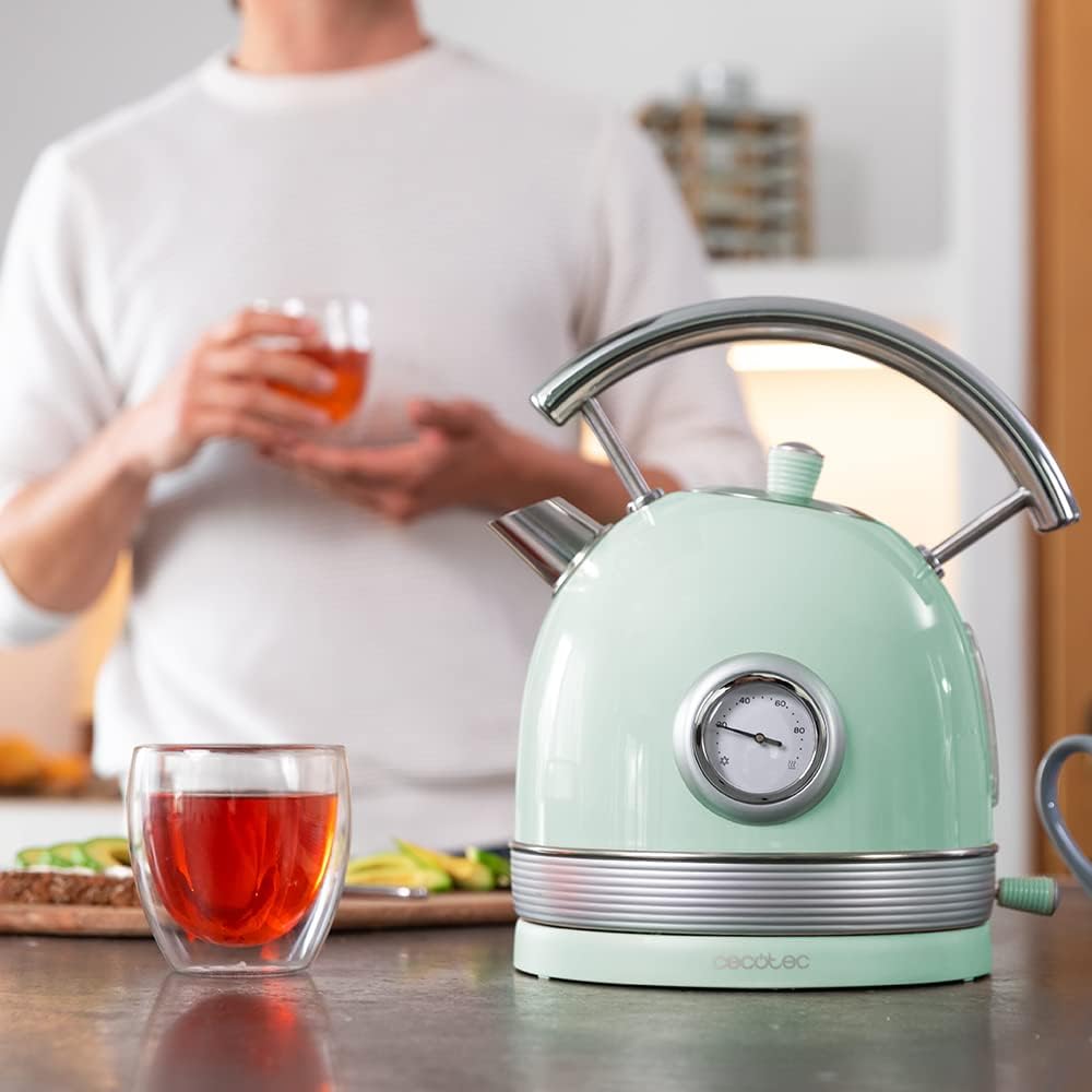 Cecotec Kettle | ThermoSense 420 Vintage | 2200 W | Electric | 1.8 L | Stainless steel | 360° rotational base | Light Green - Image 2