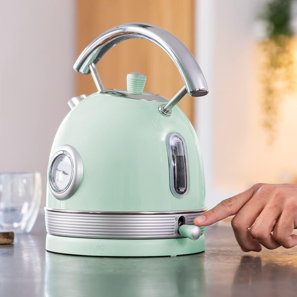 Cecotec Kettle | ThermoSense 420 Vintage | 2200 W | Electric | 1.8 L | Stainless steel | 360° rotational base | Light Green - Image 3