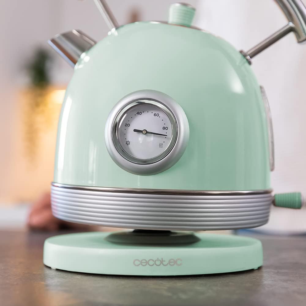 Cecotec Kettle | ThermoSense 420 Vintage | 2200 W | Electric | 1.8 L | Stainless steel | 360° rotational base | Light Green - Image 4