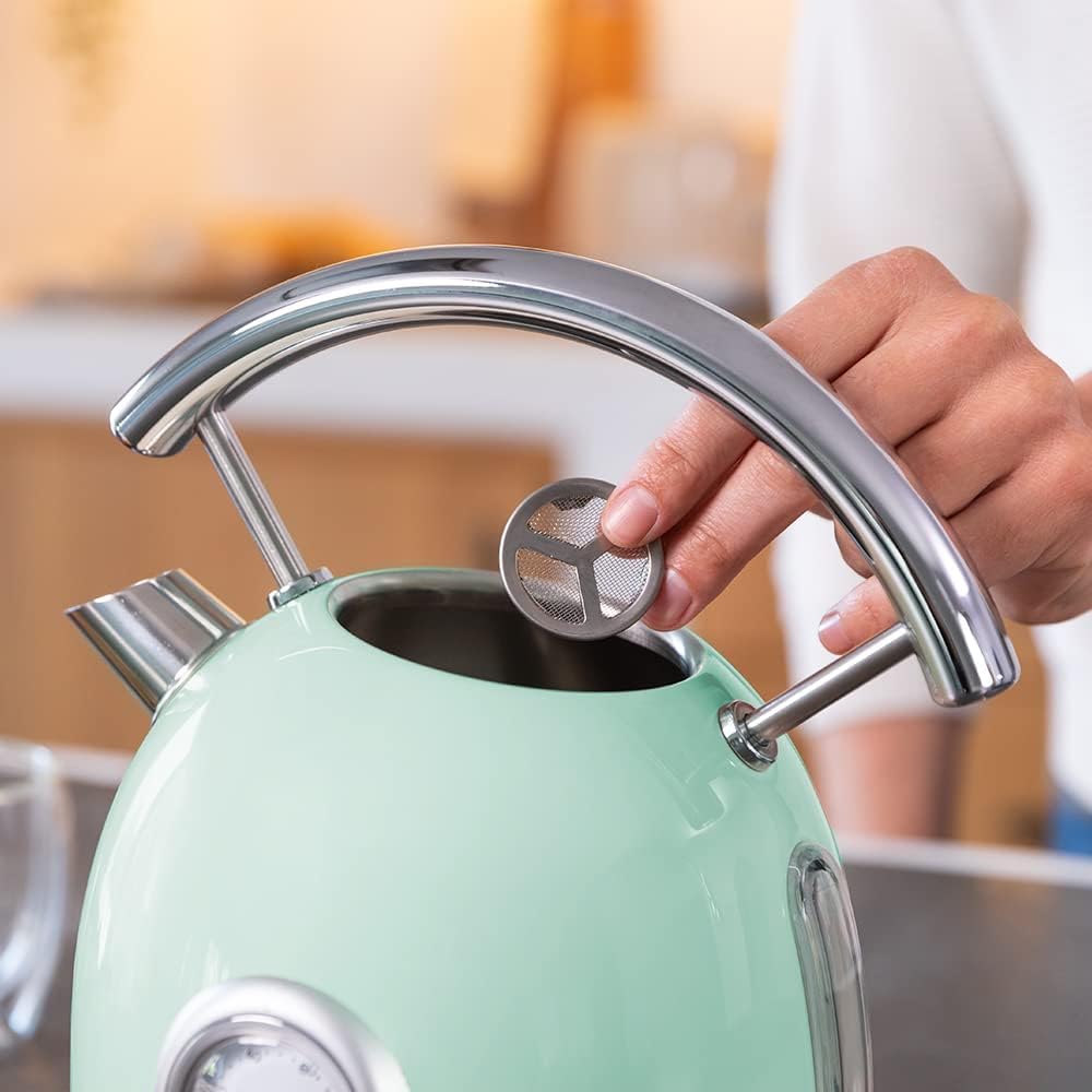 Cecotec Kettle | ThermoSense 420 Vintage | 2200 W | Electric | 1.8 L | Stainless steel | 360° rotational base | Light Green - Image 6