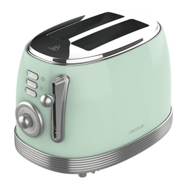Cecotec Toaster | Toast&Taste 800 Vintage | Power 850 W | Number of slots 2 | Housing material Stainless steel | Light Green