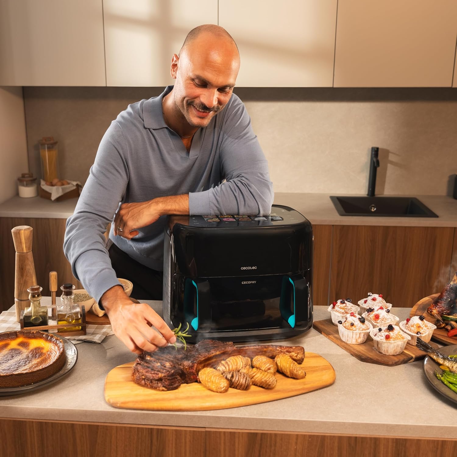 Cecotec Double hot air fryer | Cecofry&Grill Smokin'Prime 11000 | Power 2800 W | Capacity 11 L | Black - Image 2