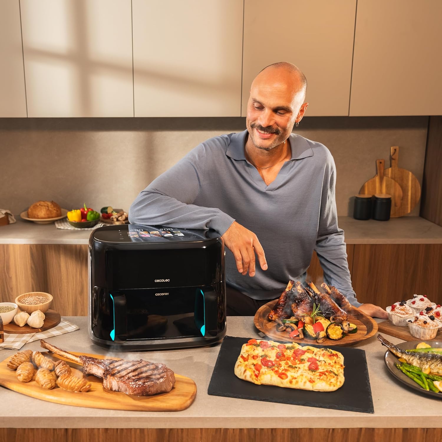 Cecotec Double hot air fryer | Cecofry&Grill Smokin'Prime 11000 | Power 2800 W | Capacity 11 L | Black - Image 4