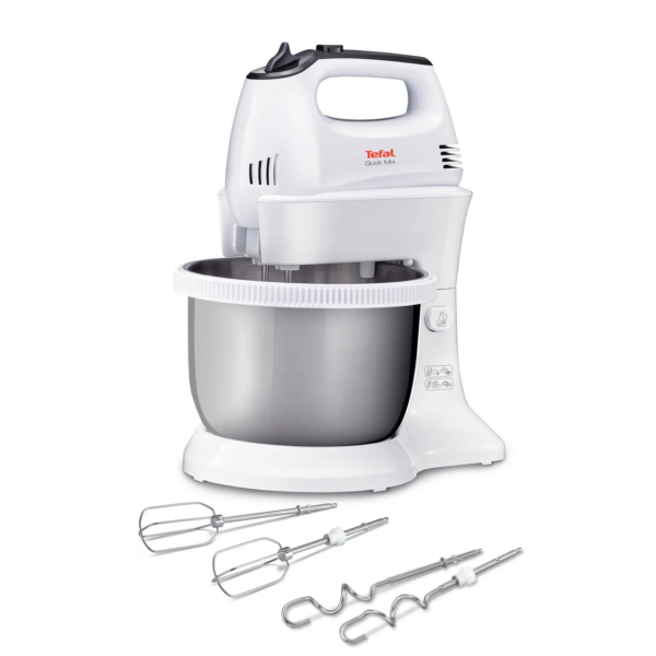 TEFAL HT312138 Quickmix | Hand Mixer | 300 W | Number of speeds 5 | Turbo mode | White/Stainless steel