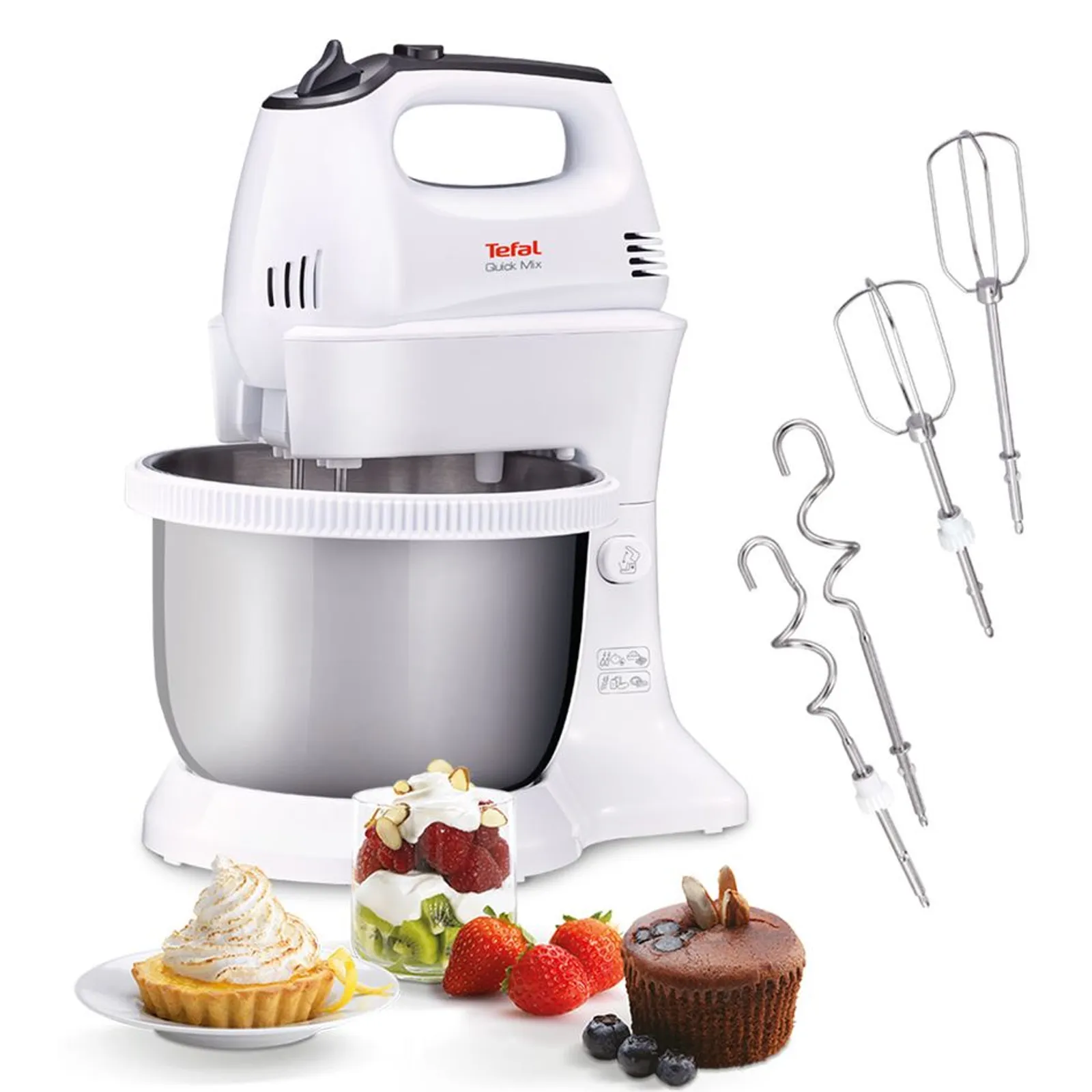 TEFAL HT312138 Quickmix | Hand Mixer | 300 W | Number of speeds 5 | Turbo mode | White/Stainless steel - Image 3