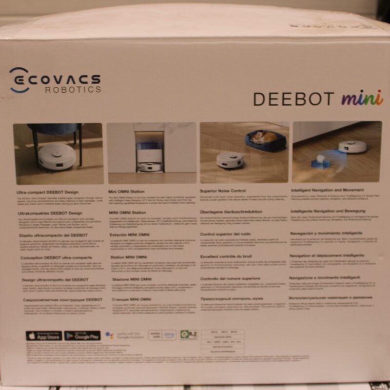 SALE OUT. Ecovacs DEEBOT mini Vacuum cleaner, Robot, Wet&Dry, ZeroTangle Technology, Agile Navigation, White/Blue + Auto-empty station | Ecovacs Robotic Vacuum Cleaner | DEEBOT mini BLUE | Wet&Dry | Li-ion | 3200 mAh | Dust capacity 1.8 L | 8000 Pa | White/Blue | SCRATCHED ITEM, DAMAGED CHARGING STATION BODY - Image 2
