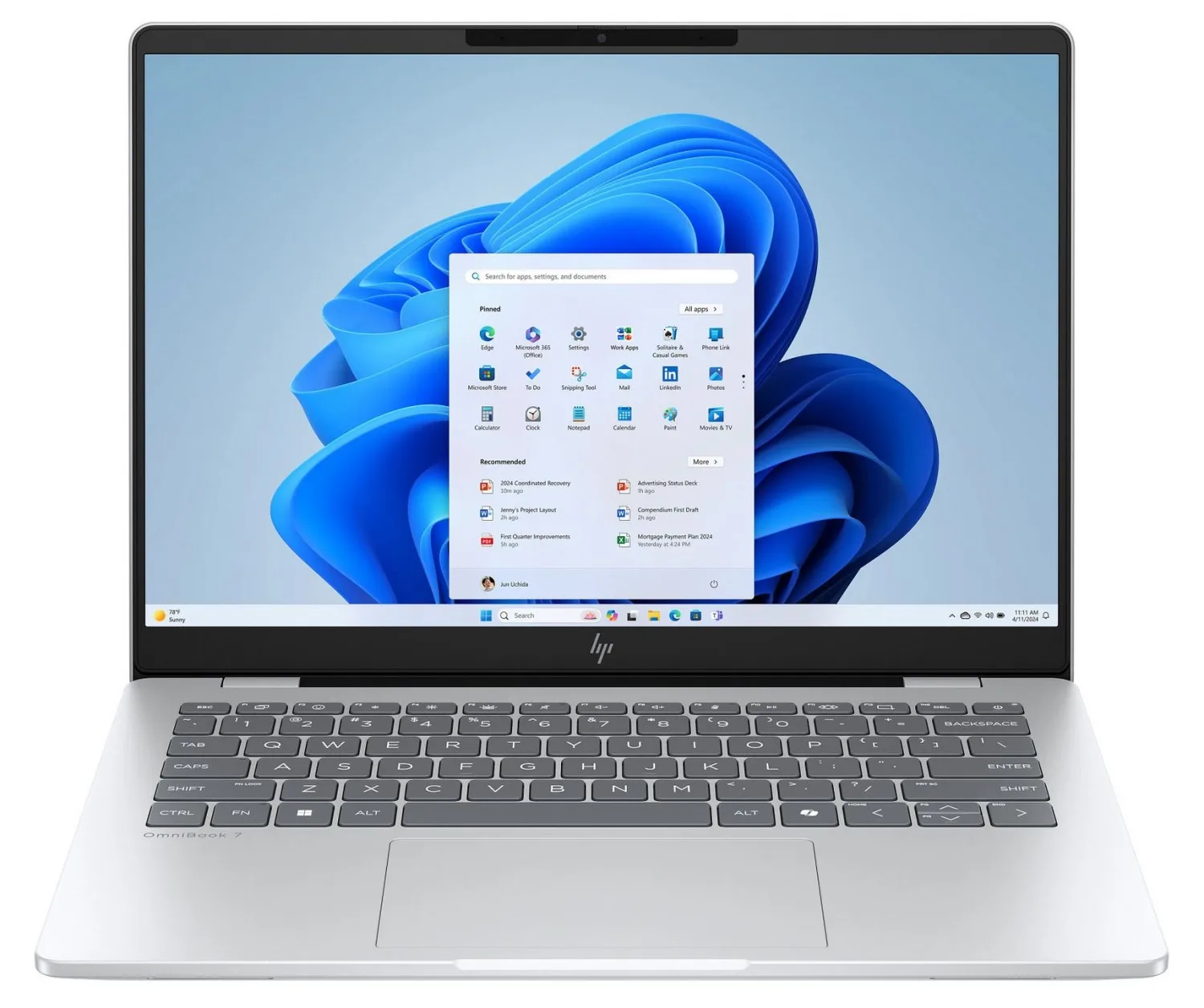 HP OmniBook | 7 AI 14 | Silver | 14 " | OLED | WUXGA | Intel Core Ultra 5 | 225U | 16 GB | Solid-state drive capacity 512 GB | Intel Graphics | Windows 11 Pro | Keyboard language English | Warranty 24 month(s) - Image 2