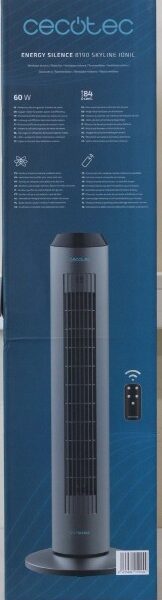 SALE OUT. | Cecotec EnergySilence 8190 Skyline Ionic | Tower Fan | Stand Fan | 60 W | Diameter 29 cm | Number of speeds 3 | Oscillation | Timer | Remote control | Grey | DAMAGED PACKAGING