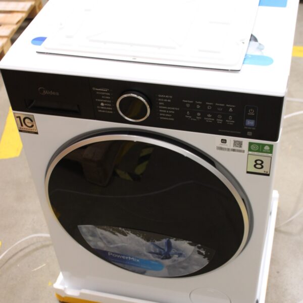 SALE OUT. Midea MF205W80BA30/W-BK Washing Machine | Midea Washing Machine | MF205W80BA30/W-BK | Energy efficiency class A | Front loading | Washing capacity 8 kg | 1400 RPM | Depth 49 cm | Width 60 cm | Display | LED | White | UNPACKED, SCRATCHED DOOR