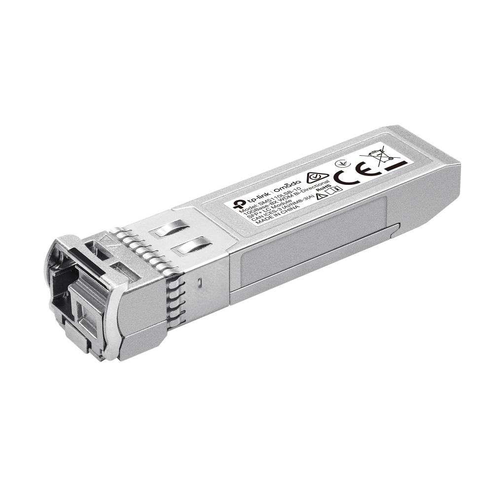 SM5110LSB-10 | TP-LINK Omada 10GBase-BX WDM Bi-Directional SFP+ LC Module | SMF | LC/UPC | 10312.5 Mbit/s | Wavelength 1270/1330 nm | Maximum transfer distance 10000 m