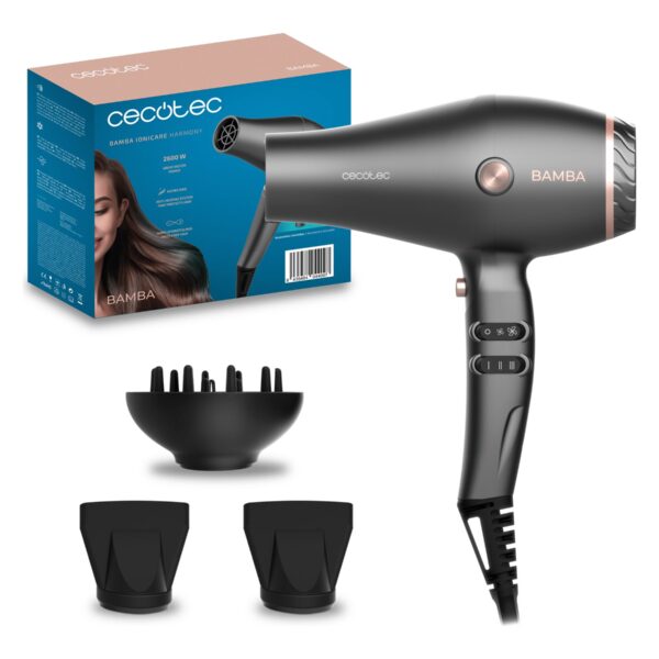 Cecotec Hair dryer | IoniCare Harmony | 2600 W | Number of temperature settings 3 | Ionic function | Grey | Diffuser nozzle