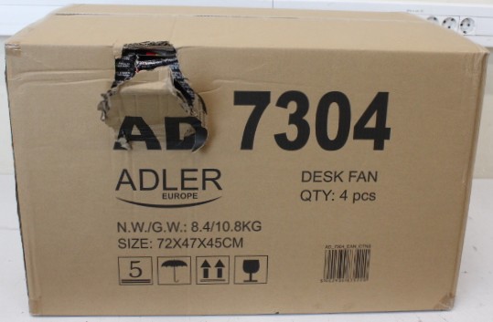 SALE OUT. Adler | AD 7304 | Desk fan | 55 W W | Diameter 40 cm | Number of speeds 3 | Oscillation | White | DAMAGED PACKAGING