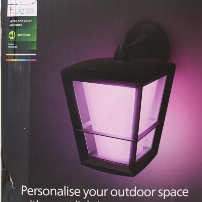 SALE OUT. | Philips Hue WCA Econic Outdoor Wall Lantern | 15 W | 2000-6500 Hue White Colour Ambiance | DAMAGED PACKAGING | 24 month(s)