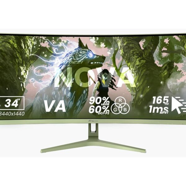 Arozzi | Nova | 34 " | VA | UWQHD | 21:9 | 165 Hz | 1 ms | 3440 x 1440 pixels | 350 cd/m² | HDMI ports quantity 2 | Forest Green