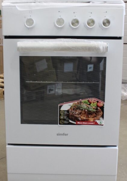 SALE OUT. Simfer 4401SGRBB.1 Cooker, Gas hob, Gas oven, Width 50 cm, Mechanical control, White | Simfer Cooker | 4401SGRBB.1 | Hob type Gas | Oven type Gas | White | Width 50 cm | DAMAGED PACKAGING AND ITEM. DENTED BOTTOM ON THE RIGHT SIDE