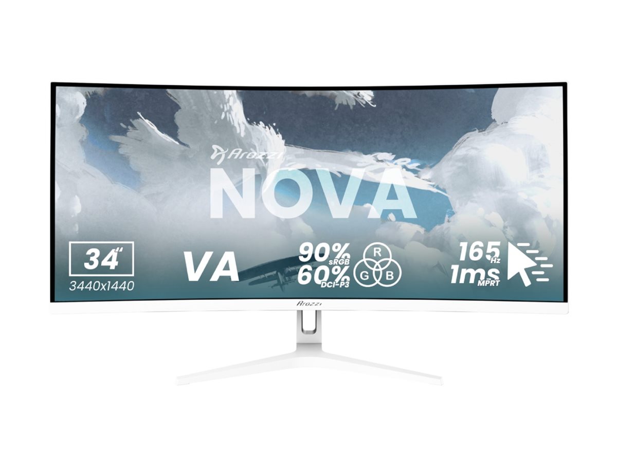 Arozzi | Nova | 34 " | VA | QHD | 21:9 | 165 Hz | 1 ms | 3440 x 1440 pixels | 350 cd/m² | HDMI ports quantity 2 | White - Image 2