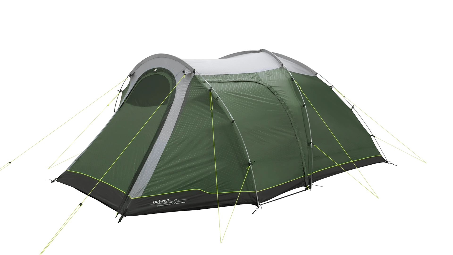 Outwell Two Room Dome Tent | Cloud 5 Plus | 5 person(s) | Green/Grey