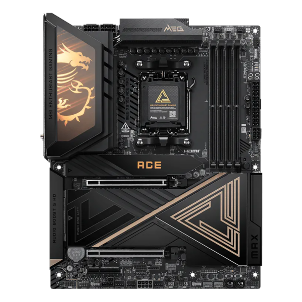 MSI MEG X870E ACE MAX | Processor family AMD | Processor socket AM5 | DDR5 | Supported hard disk drive interfaces SATA, M.2 | Number of SATA connectors 4