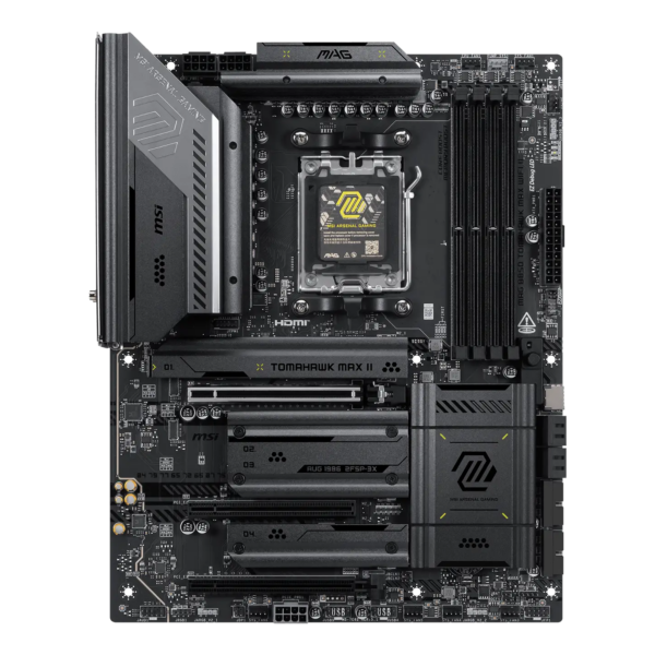 MSI MAG B850 TOMAHAWK MAX WIFI II | Processor family AMD | Processor socket AM5 | DDR5 | Supported hard disk drive interfaces SATA, M.2 | Number of SATA connectors 4