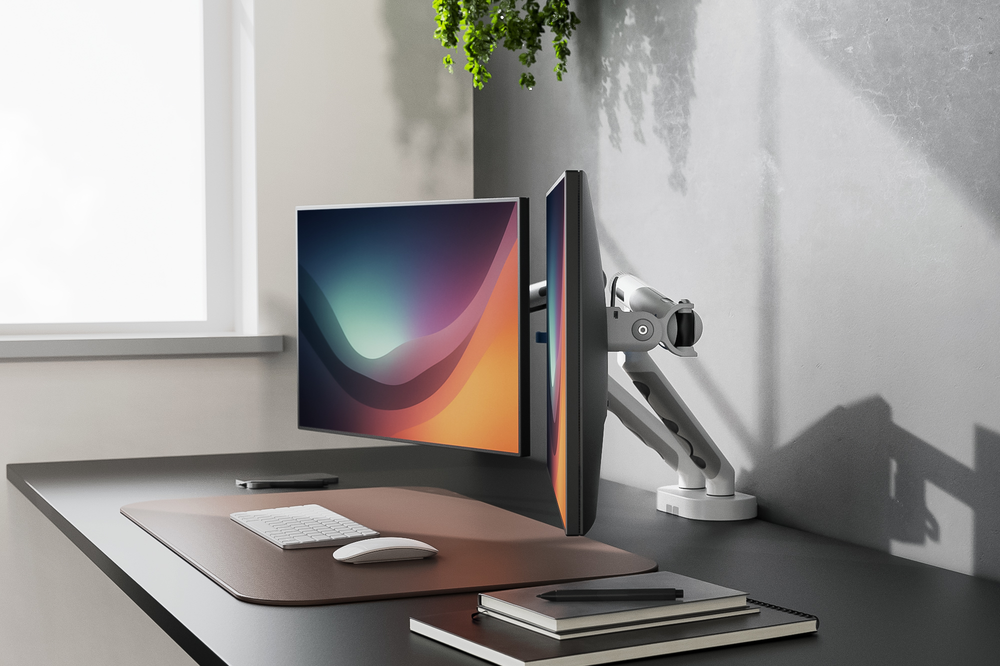 Digitus Desk Mount | Tilt, rotation, pivot | Dual design monitor mount, 2x 35", 2x 10 kg | 35 " | Maximum weight (capacity) 20 kg | White - Image 2