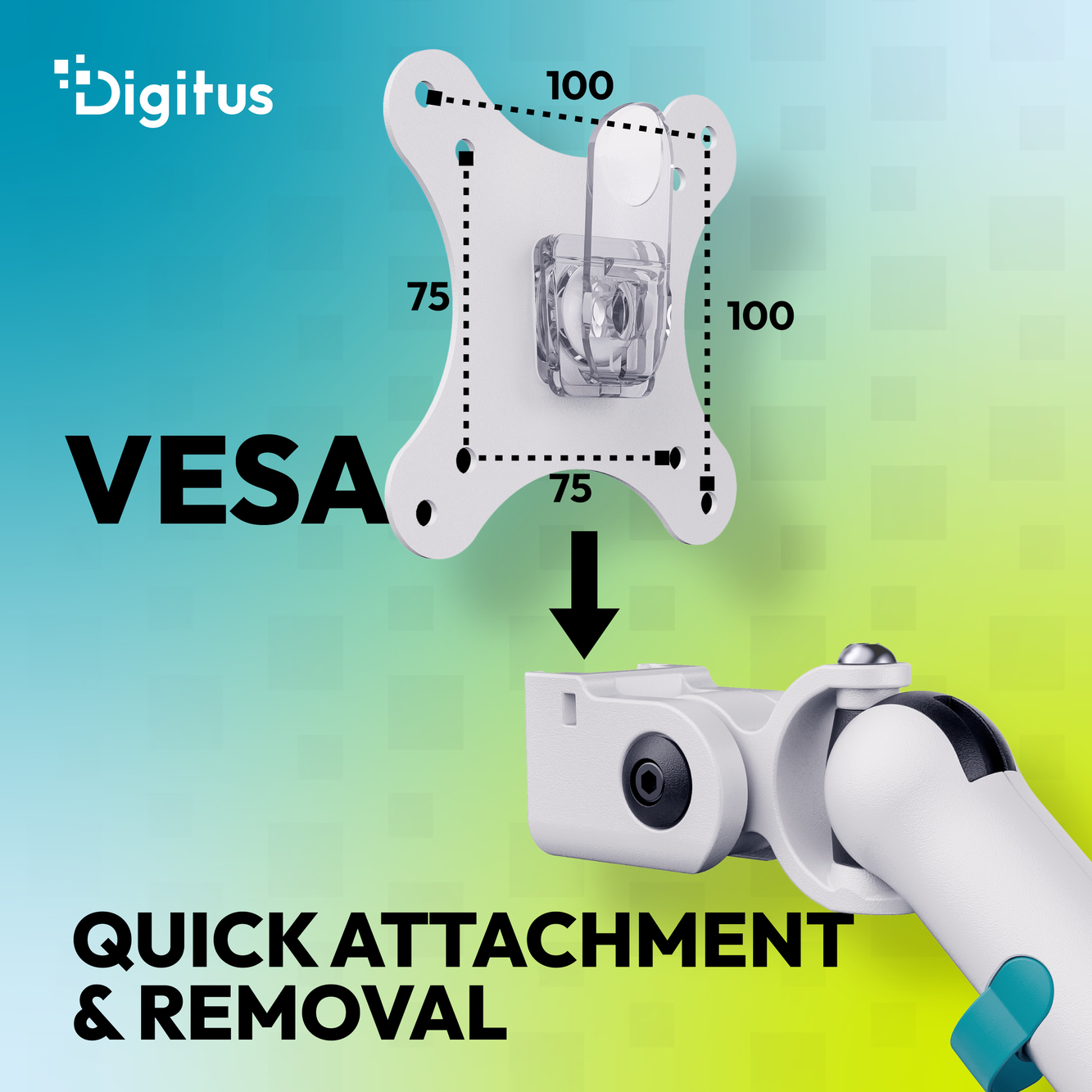 Digitus Desk Mount | Tilt, rotation, pivot | Dual design monitor mount, 2x 35", 2x 10 kg | 35 " | Maximum weight (capacity) 20 kg | White - Image 7