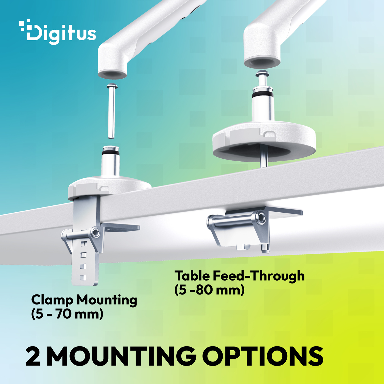Digitus Desk Mount | Tilt, rotation, pivot | Single design monitor mount | 35 " | Maximum weight (capacity) 10 kg | White - Image 9