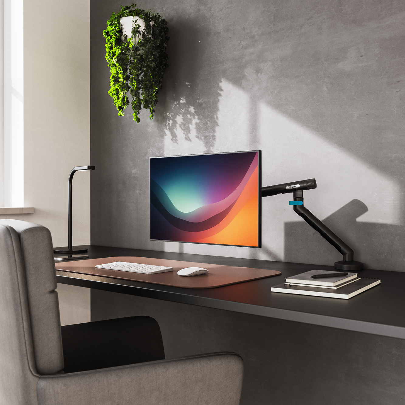 Digitus Desk Mount | Tilt, rotation, pivot | Single design monitor mount | 35 " | Maximum weight (capacity) 10 kg | Black - Image 2