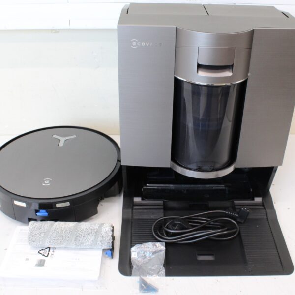 SALE OUT. Ecovacs DEEBOT X11 OMNICYCLONE EU Vacuum & mop, Wet&Dry,with new bagless All-in-One OmniCyclone station, Black (with brown shimmer | Ecovacs Robot Vacuum Cleaner with New Bagless All-in-One OmniCyclone Station | DEEBOT X11 OMNICYCLONE EU | Wet&Dry | 6400 mAh | 19500 Pa | Black | ITEM USED, DIRTY AND SCRATCHED. MISSING BRUSH