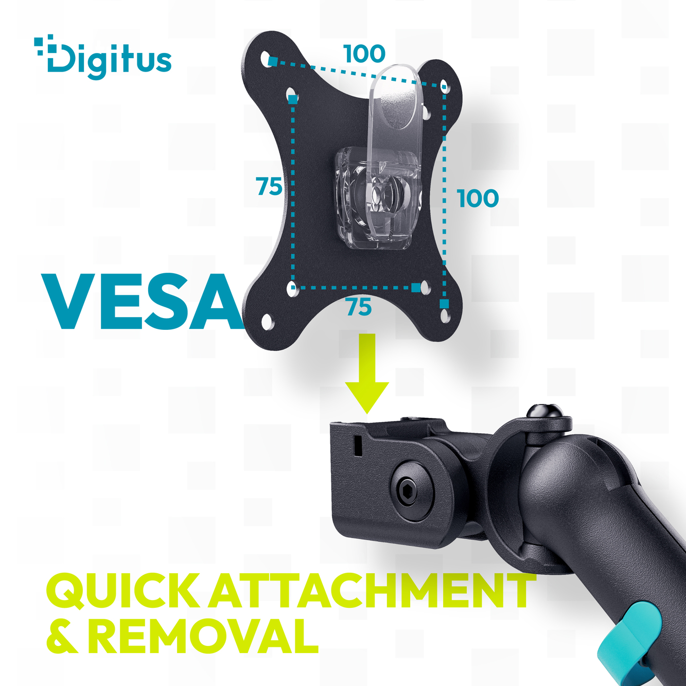 Digitus Desk Mount | Tilt, rotation, pivot | Single design monitor mount | 35 " | Maximum weight (capacity) 10 kg | Black - Image 6