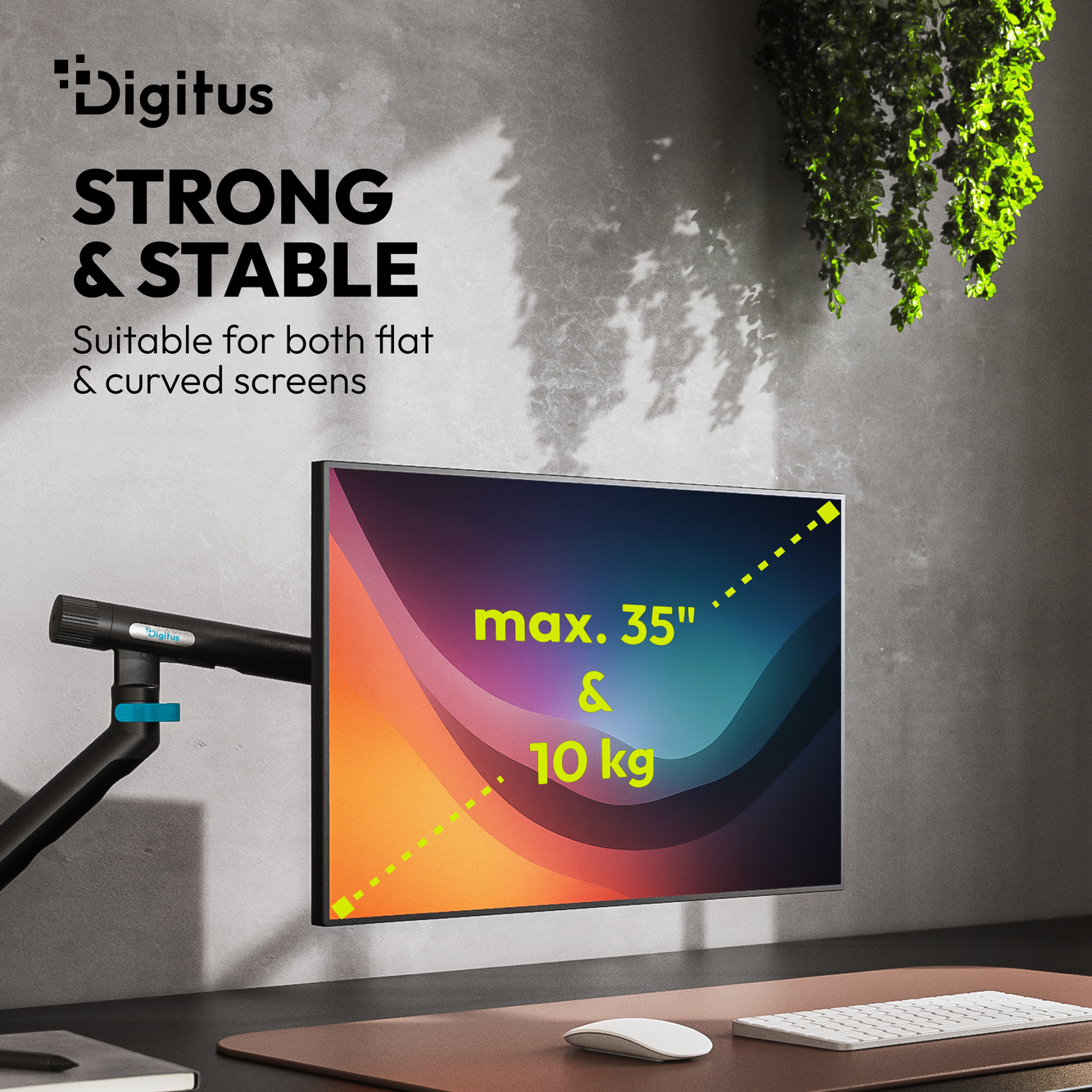 Digitus Desk Mount | Tilt, rotation, pivot | Single design monitor mount | 35 " | Maximum weight (capacity) 10 kg | Black - Image 8